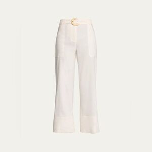 NWT JONATHAN SIMKHAI Belted Crop Wide Leg Pants Linen Size 4